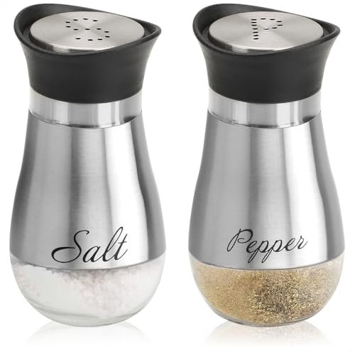 COM-FOUR set saliera e pepe in acciaio inox 2 pezzi