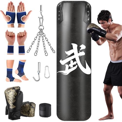 VIHBRAI set sacco da boxe vuoto da 120 cm microfibra