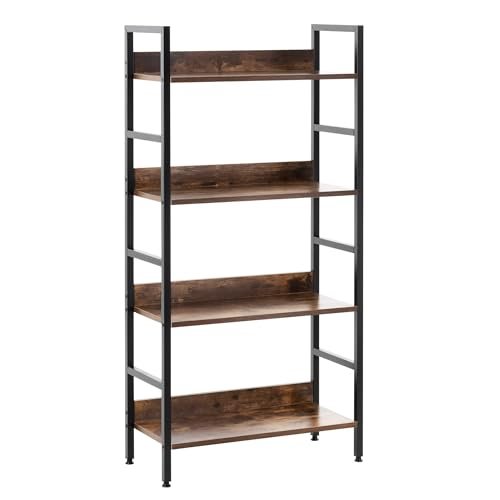 SPRINGOS scaffale in metallo e legno 60x28x124,5 cm 4 livelli