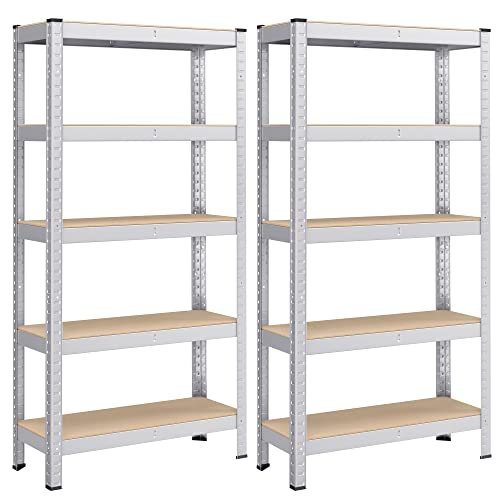 SONGMICS set di 2 scaffali in metallo 5 ripiani