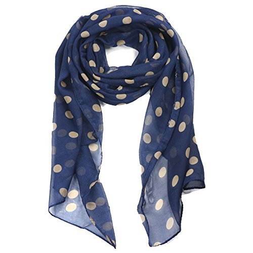 TRIXES sciarpa donna blu navy a pois dorati retrò
