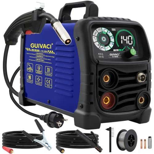 GUIVACI saldatrice filo continuo senza gas 140A 3 in 1 MIG ARC TIG display