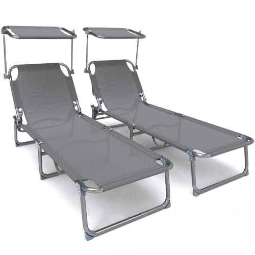 VOUNOT sdraio da giardino pieghevole set di 2 lettini