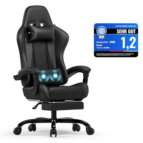 Devoko sedia gaming massaggiante con poggiapiedi