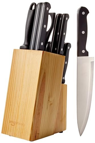 Amazon Basics set di 14 coltelli con ceppo in legno
