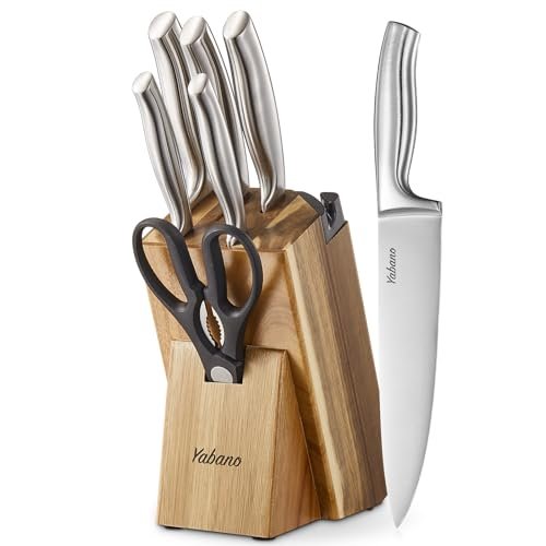 Yabano set coltelli da cucina 8 pezzi con ceppo e affilatore