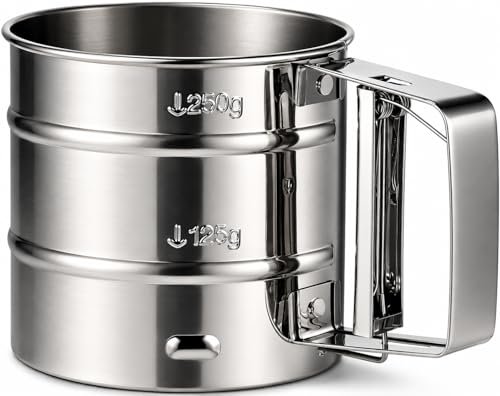 HingtTraum setaccio per farina in acciaio inox 250 g a mano