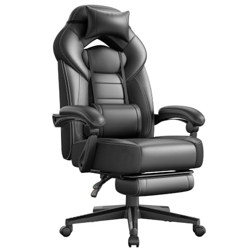 SONGMICS sedia gaming con poggiapiedi e schienale reclinabile
