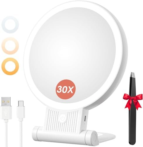 Auxmir specchio trucco con luci LED ingranditore 20x