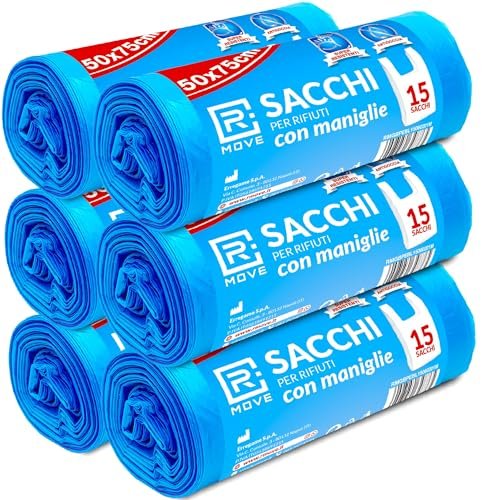 R MOVE 90 sacchetti spazzatura 50x60 con manici sacchi 40