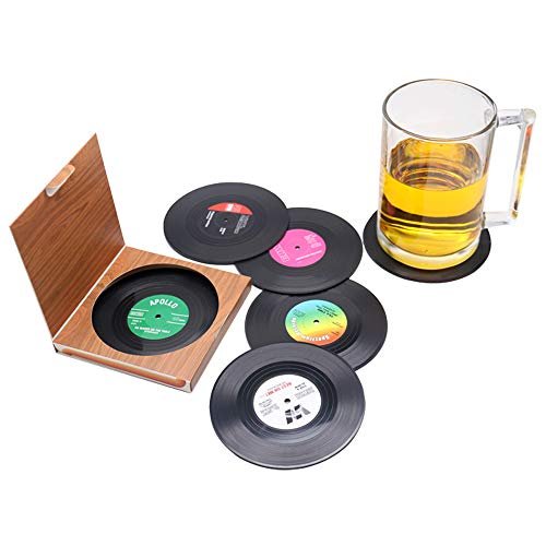 ZHEZHE 6 sottobicchieri retro a forma di dischi in vinile LP