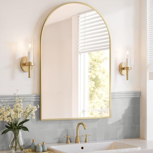 WOLTU specchio da parete rotondo per bagno 50 cm dorato