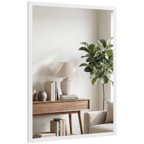 HOMCOM specchio bagno parete rettangolare con ganci 50x70 bianco