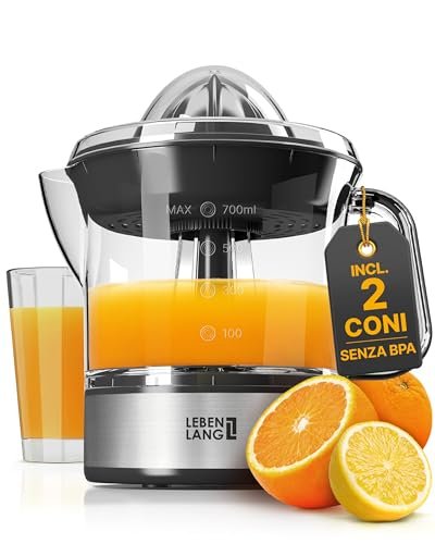LEBENLANG spremiagrumi elettrico 2 coni senza BPA