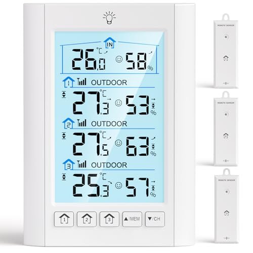 LIORQUE stazione meteo con sensore esterno 3 sensori LCD