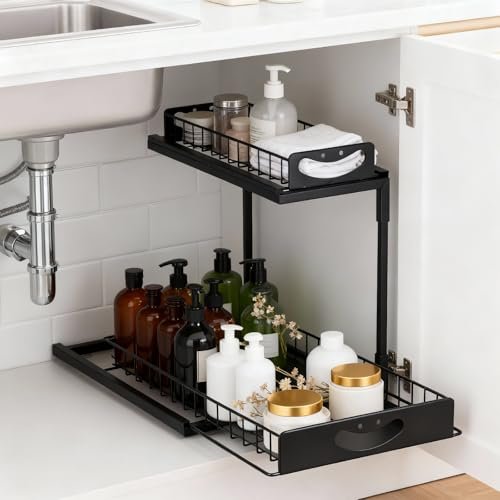 MICHIHOMIE organizer sottolavello cucina in metallo 2 livelli antiruggine
