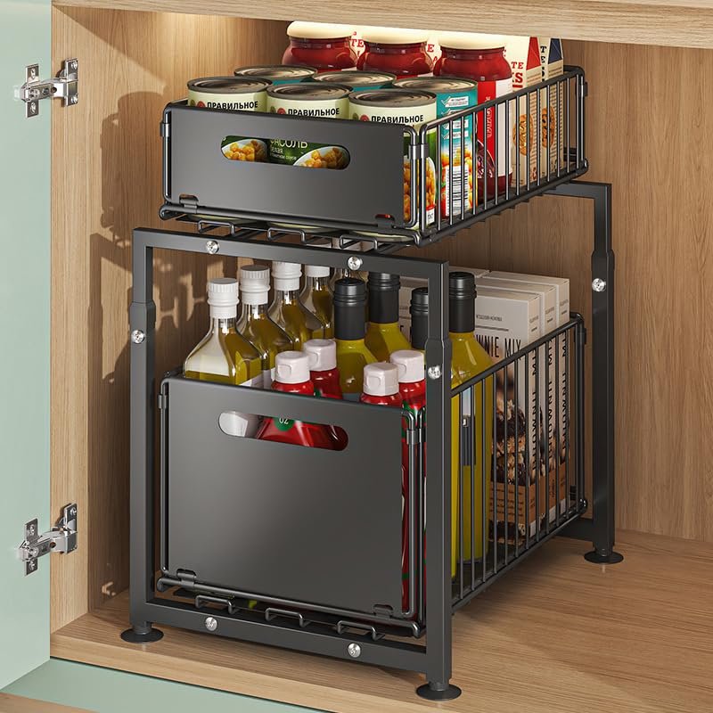 Purova organizer sottolavello cucina 2 livelli altezza regolabile 41-49
