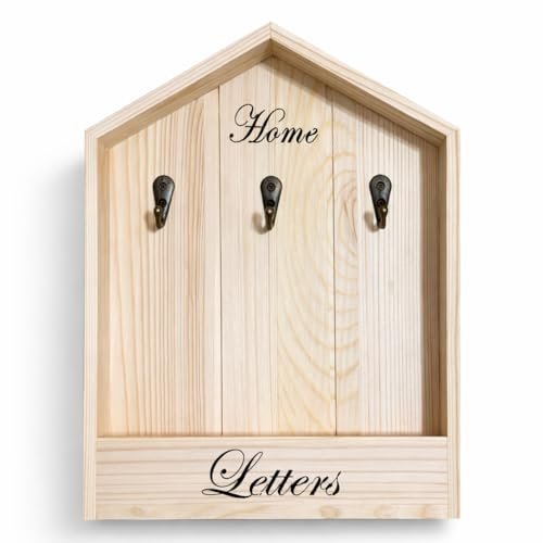 topolenashop cassetta portachiavi in legno a forma di casa con 3