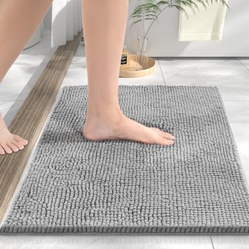 HITSLAM tappeto bagno in ciniglia antiscivolo grigio 60x40