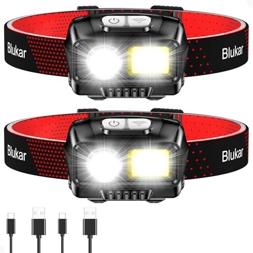 torcia frontale LED 2 pezzi 2000 lumen ricaricabile