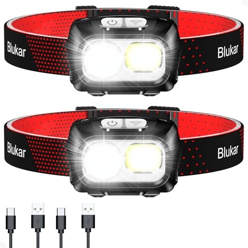 torcia frontale LED 2 pezzi con sensore 2000 lumen