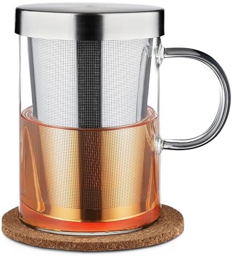 Cosumy tazza per tisana con infusore e coperchio in vetro
