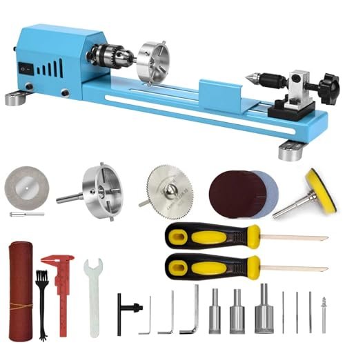 Winbomgo tornio in legno mini macchina multiuso con kit utensili taglio lucidatura