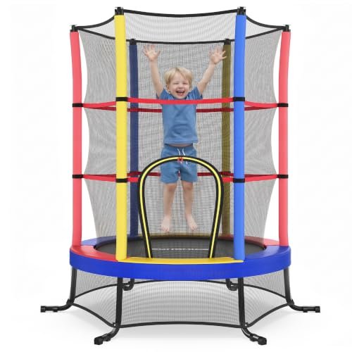 SONGMICS trampolino per bambini diametro 174 cm con recinto e tappeto di sicurezza