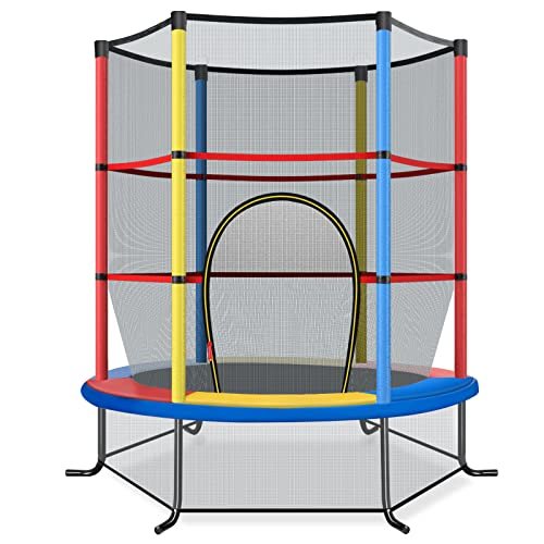 COSTWAY trampolino elastico per bambini colorato 165x165 cm con rete