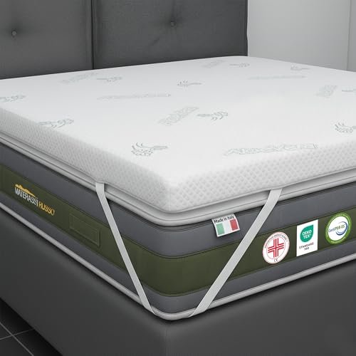 Materassi Russo topper matrimoniale 160x190 memory foam alta densità 5 cm correttore sfoderabile