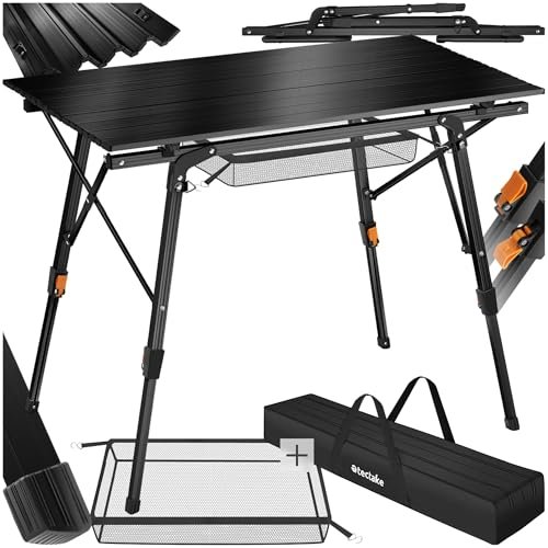 tectake tavolo da esterno 90x52x47-70 cm pieghevole