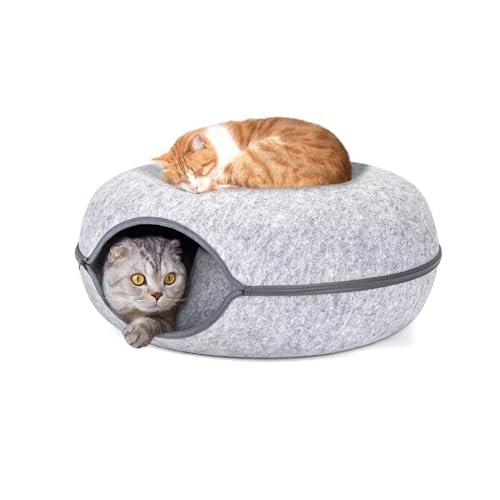 Nobleza tunnel per gatti in feltro con cuccia