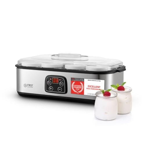 TZS First Austria yogurtiera elettrica 25W 8 vassoietti vetro 180 ml fino a 1.4 litri