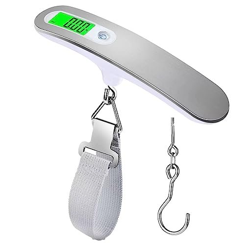 Kawaology Kawaology Bilancia bagagli ad alta precisione, bilancia portatile digitale elettronica, 110 lb/50 kg, bilancia digitale per viaggi con ganci