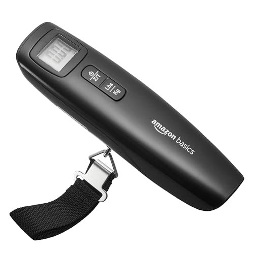 Amazon Basics Amazon Basics Bilancia digitale pesa valigie, 13 x 3.7 x 5.7cm, Nero