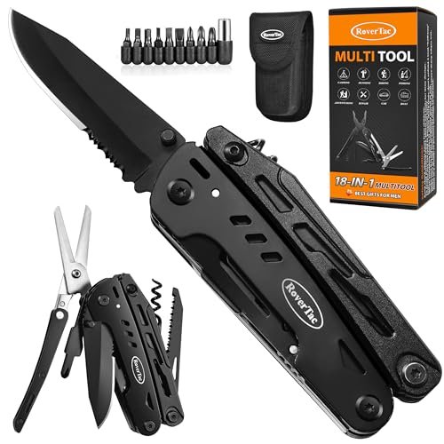 Multitool RoverTac 18 in 1 coltello tascabile con blocco di sicurezza e fodero in nylon
