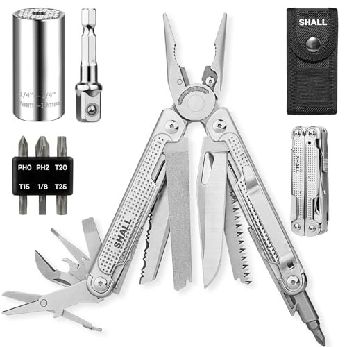 Pinze multiuso SHALL 18 in 1 in acciaio inossidabile con bussola universale per campeggio e pesca