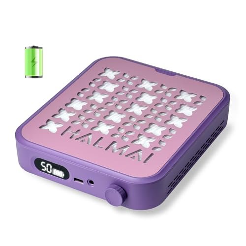 Aspiratore per unghie Halmai HALMAI Aspirapolvere per polvere da unghie ricaricabile senza fili - Aspirazione 800Pa, motore brushless 5000 RPM, portatile per ricostruzione unghie (acrilico/gel), filtro HEPA (Viola crepuscolo)