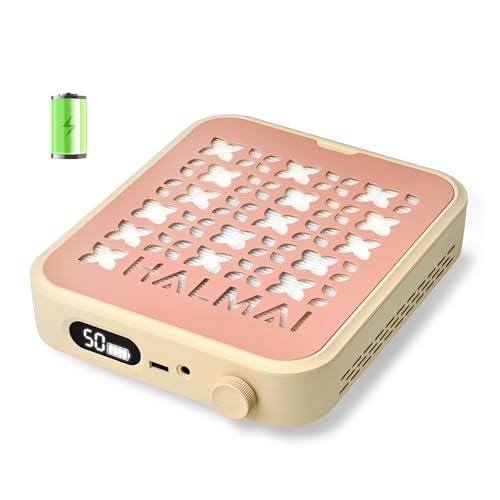 Aspiratore per unghie Halmai HALMAI Aspirapolvere per polvere da unghie ricaricabile senza fili - Aspirazione 800Pa, motore brushless 5000 RPM, portatile per ricostruzione unghie (acrilico/gel), filtro HEPA (Rosa nebbioso)