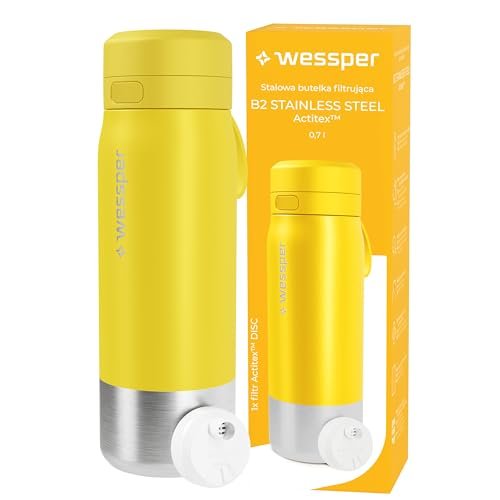 Wessper borraccia filtrante acqua inox 700ml, filtro Actitex Disc - Giallo