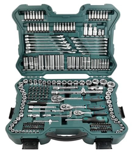 Mannesmann Mannesmann M98430 - Custodia con chiavi a bussola e altri strumenti (215 pezzi, dimensioni: 12x36x51 cm): set di chiavi a bussola