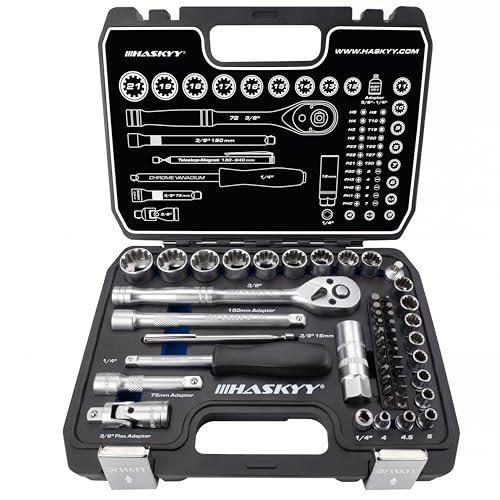HASKYY HASKYY Set Chiavi a Cricchetto 52 pz Gear Lock Torx Bussole CR-V 1/4