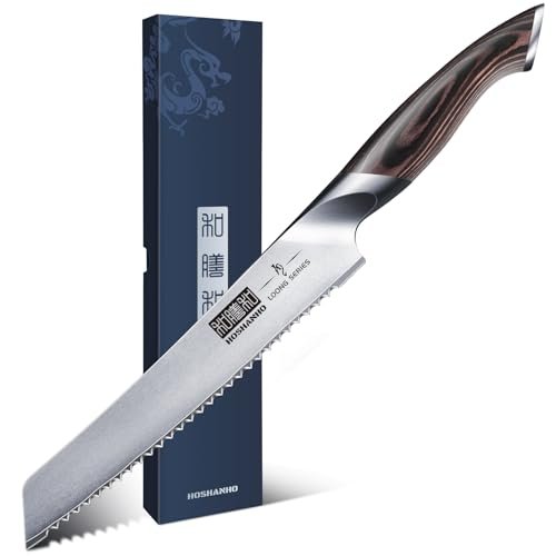 HOSHANHO Coltello da Pane 20 cm, Professionale Coltello da Torta Seghettato