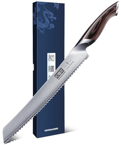 HOSHANHO Coltello da Pane 25 cm, Professionale Coltello da Torta Seghettato