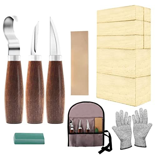 Cor cordium Cor cordium Set di utensili da intaglio in legno,Include coltello da intaglio, b