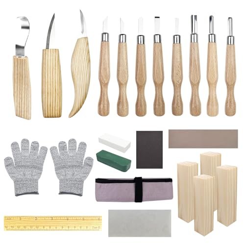Traxenta Traxenta Kit Intaglio Legno, Coltello Intaglio Legno Professionale, 25 PCS