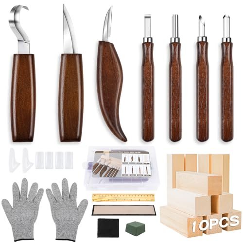 HOMCA HOMCA Intaglio Legno, 32pcs Strumenti per Intaglio del Legno con 7 Pcs Coltelli 