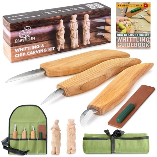 BeaverCraft BeaverCraft S15 - Kit per intaglio del legno, set di strumenti per intaglio del 