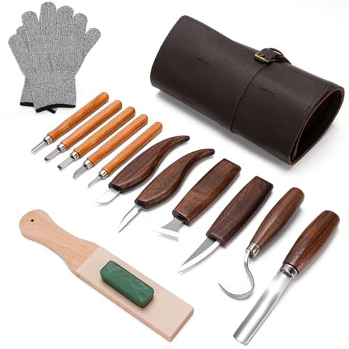 Yosoo Health Gear Kit Intaglio Legno 15Pezzi, Utensili Intaglio in Legno per Principianti