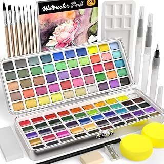 Nicpro set acquerelli 100 colori con otto pennelli e carta